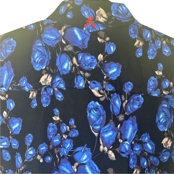Rock Roll N Soul Blue Rose Button Down Shirt Small - Picture 9 of 10